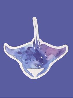 Purple Watercolor Manta Ray Sticker
